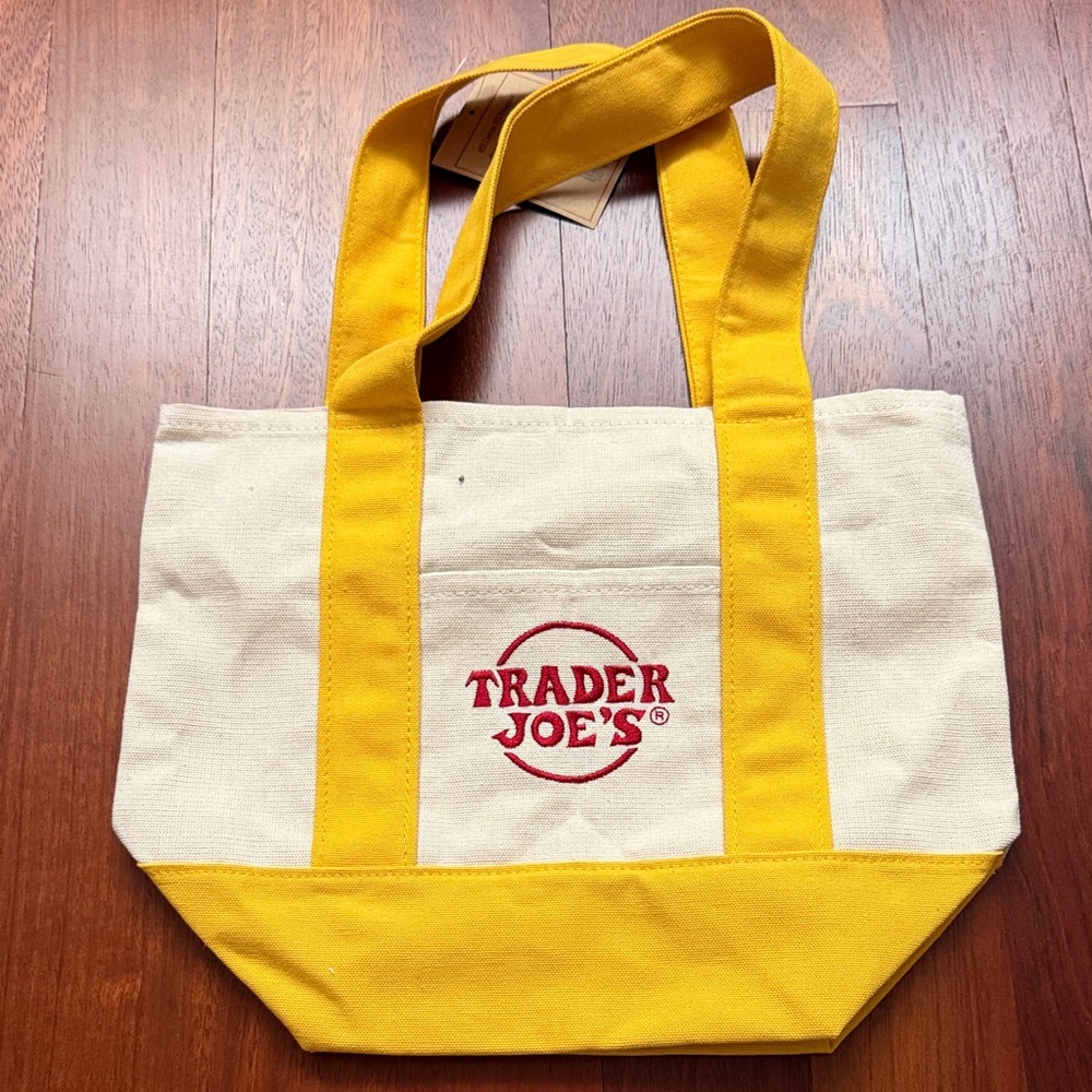 Trader Joe's Yellow and Cream Tote Bag